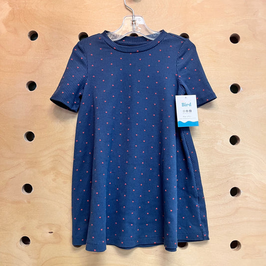 Grey/Red Hearts Ribbed Dress