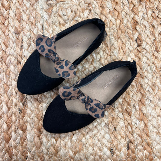 Faux Black Leopard Bow Flats