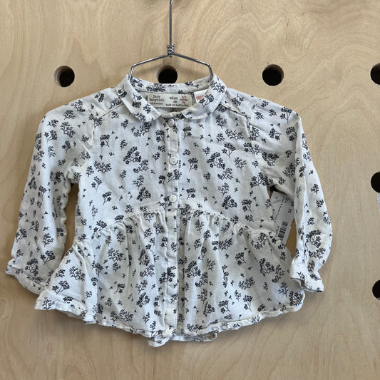 Cream & Black Floral Blouse