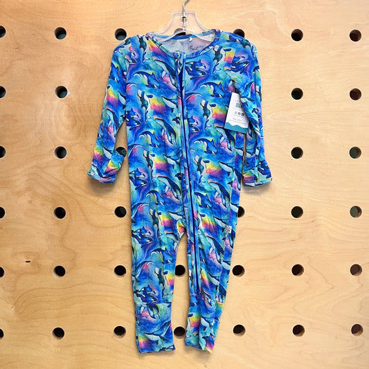Bamboo Blue/Rainbow Whales Zippy