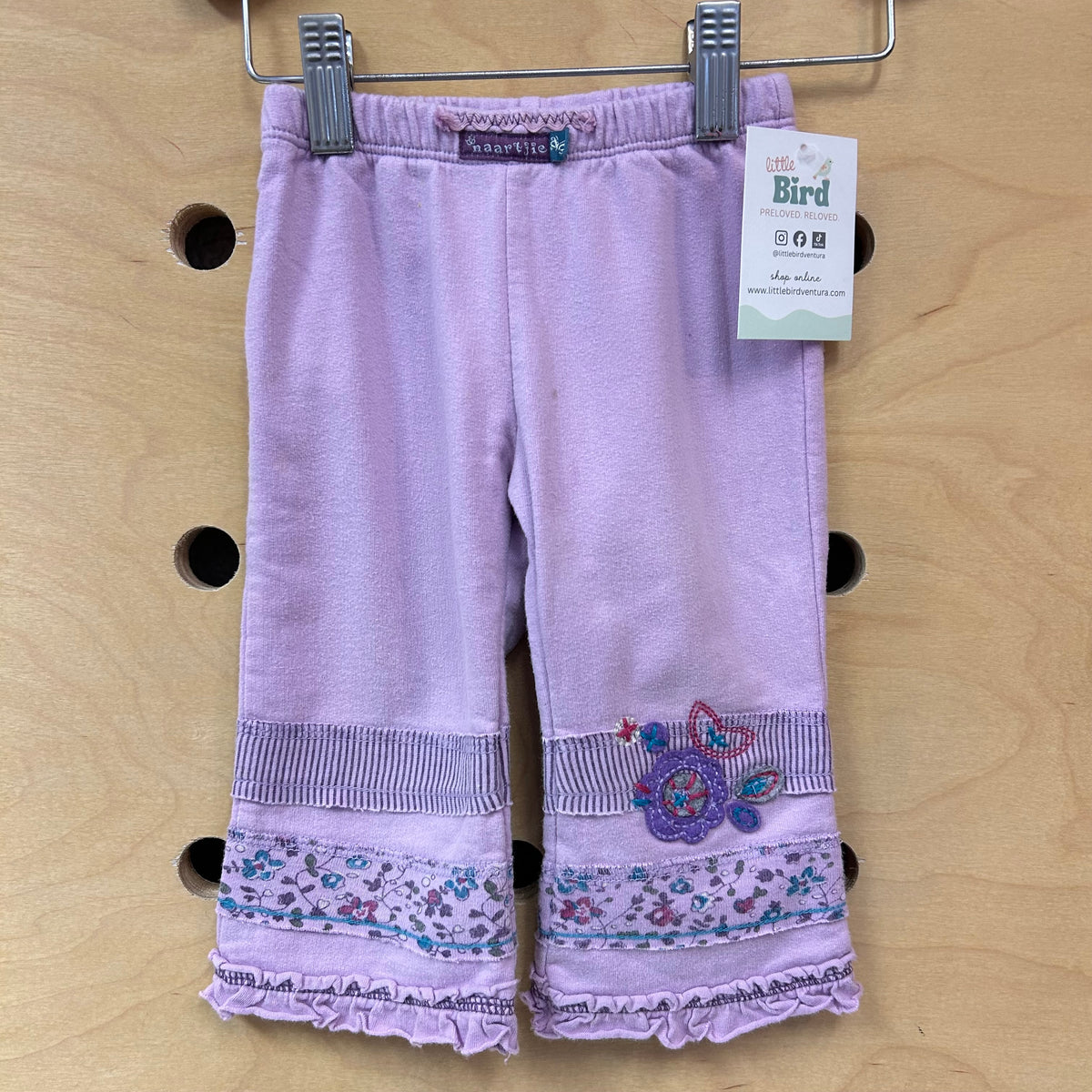 Purple Floral/Ruffle Trim Soft Pants
