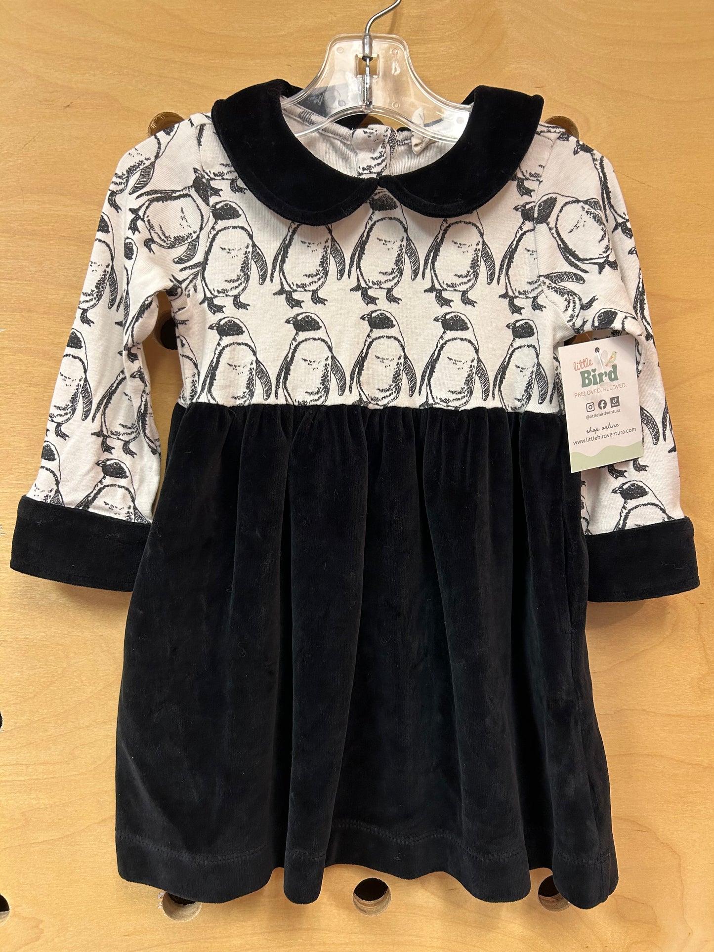 Black/White Velour Penguin Dress