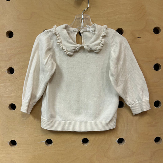 Cream Ruffle Collar Knit Top