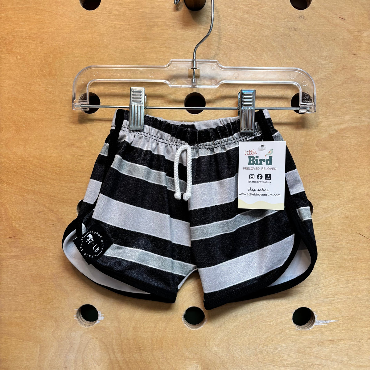 Black/Grey Striped Shorts