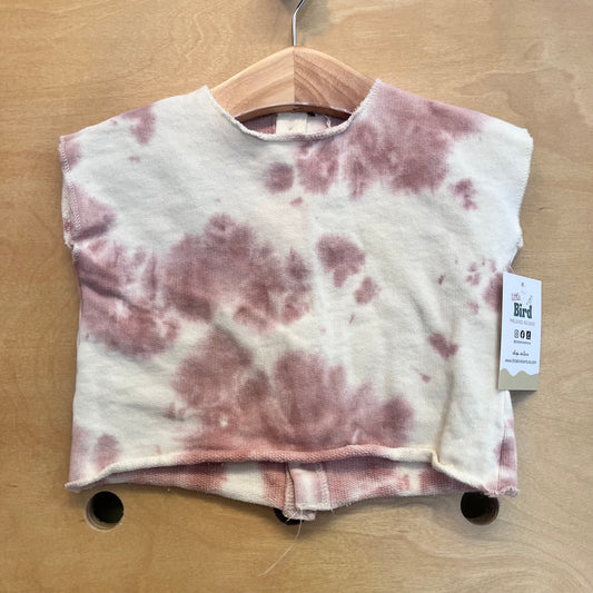 Cream/Pink French Terry Raw Hem Top