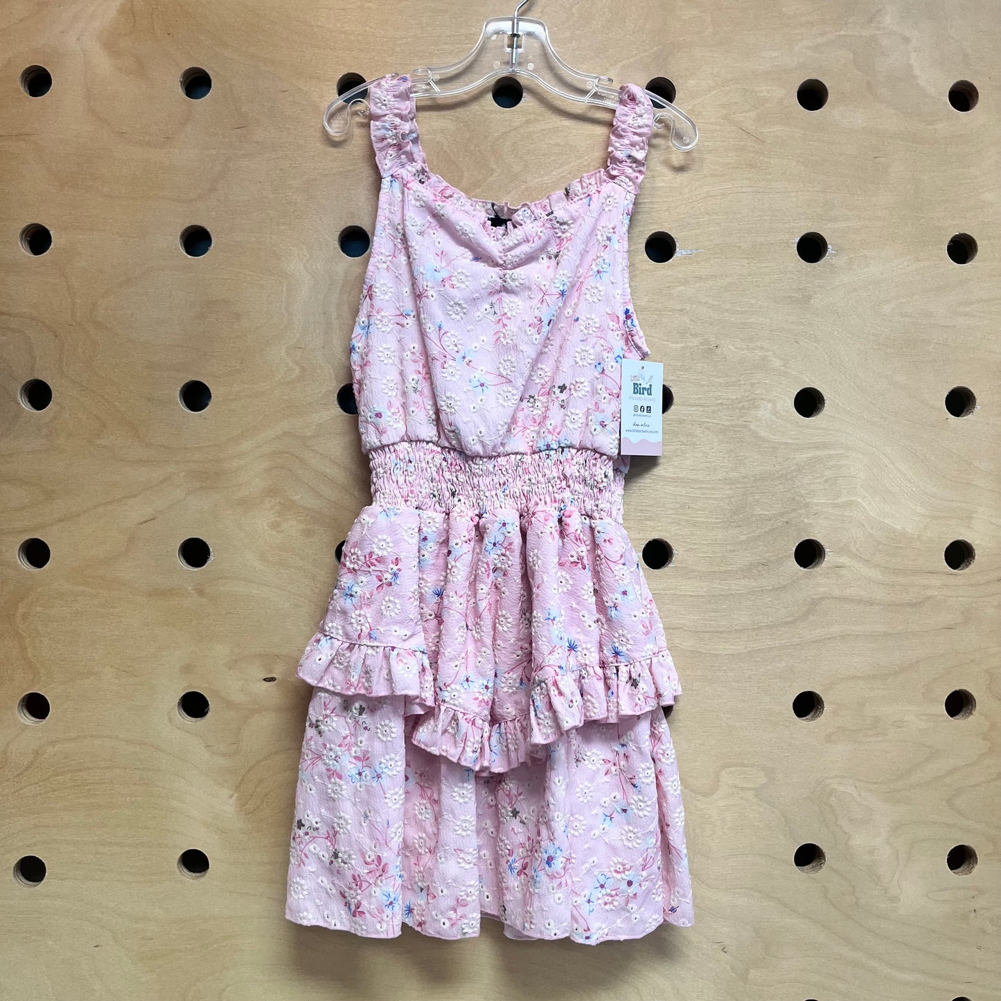 Pink/Blue Floral Eyelett Smocked Dress