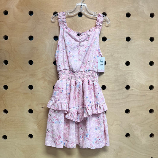 Pink/Blue Floral Eyelett Smocked Dress
