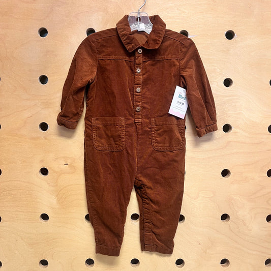 Brown Cord Collar Romper