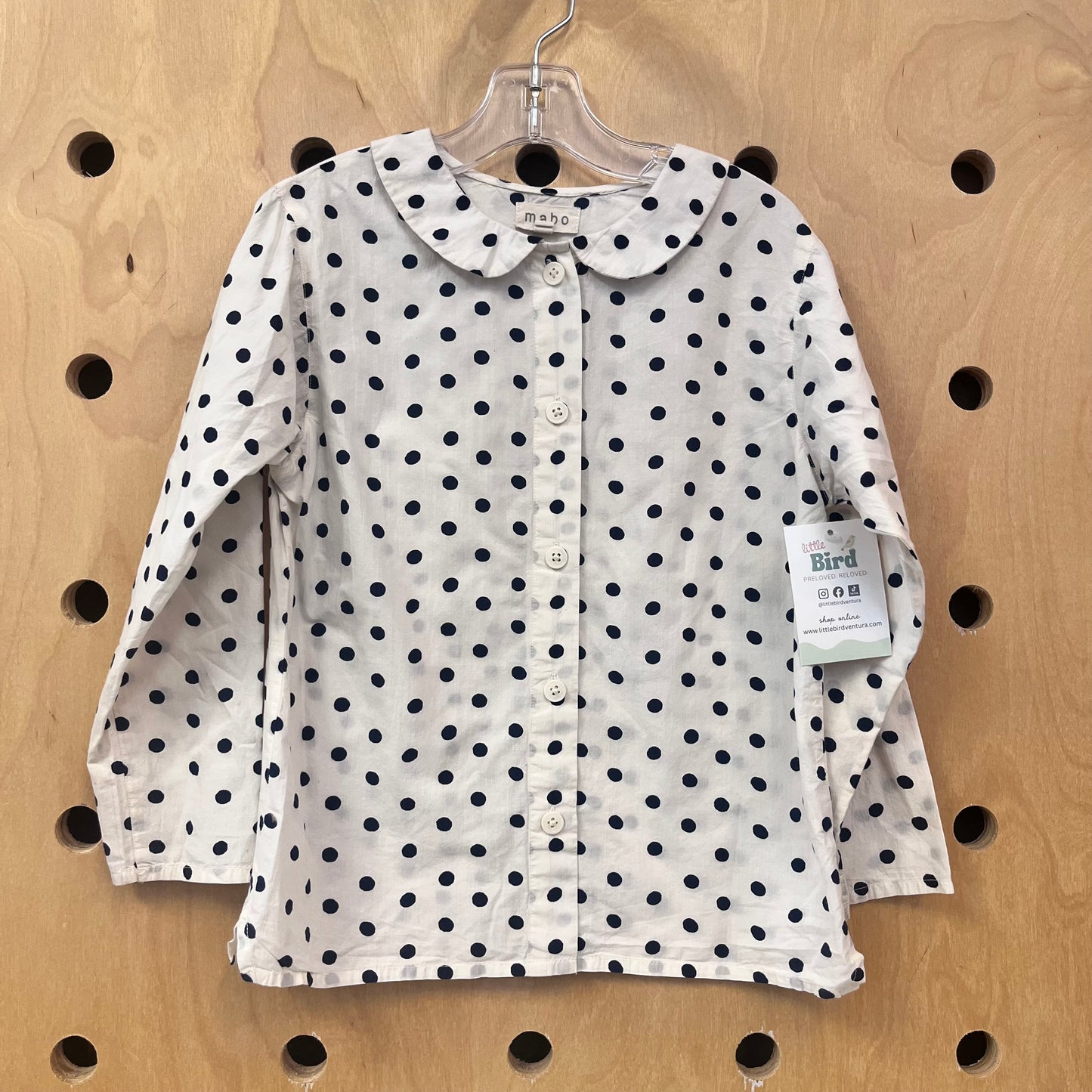 Cream/Navy Polka Dor Button Up