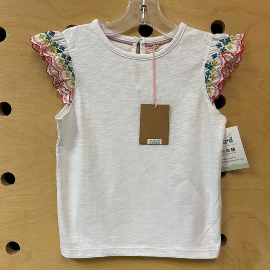 White Colorful Eyelet Sleeve Top NEW!