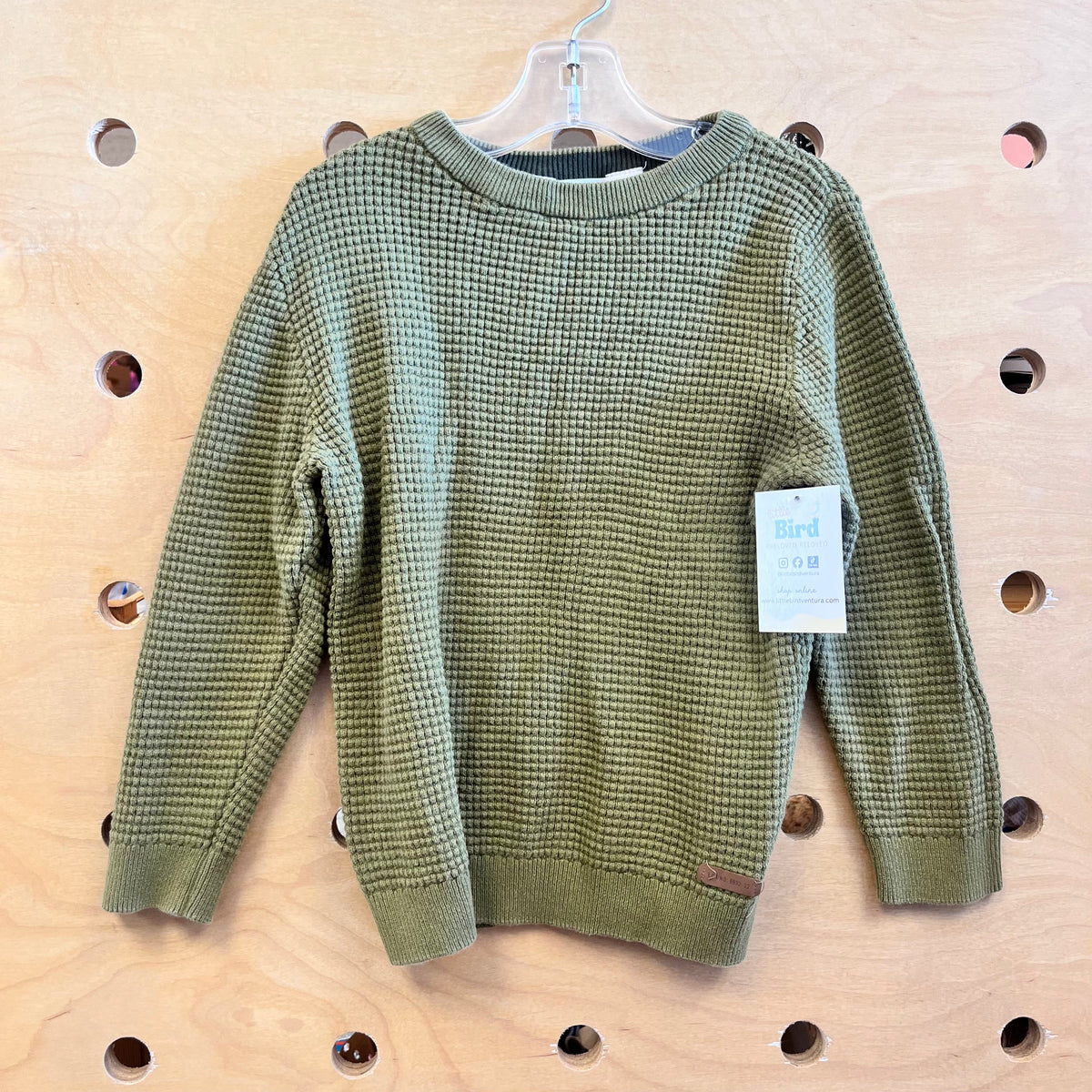 Green Waffle Knit Sweater