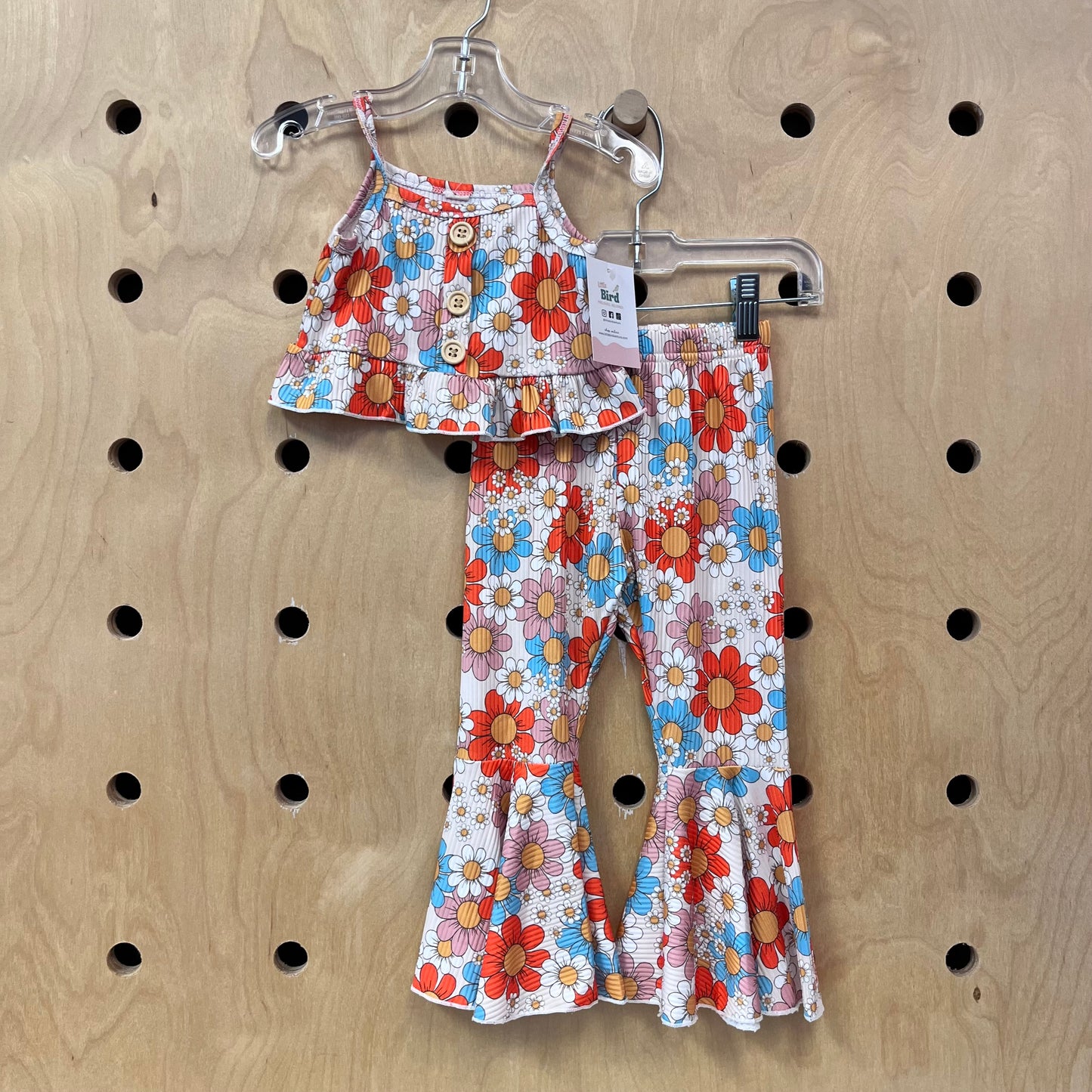 Silky Ribbed Floral Bell Bottoms Outfit
