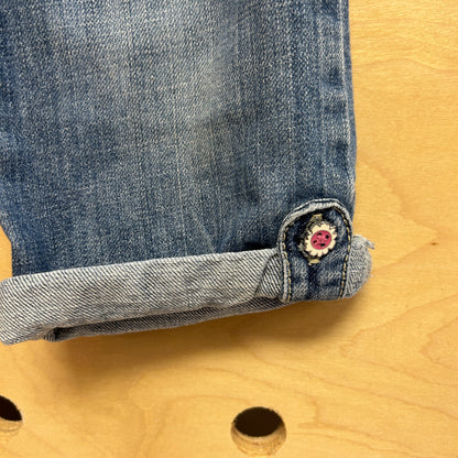 Flower Button Straight Leg Denim