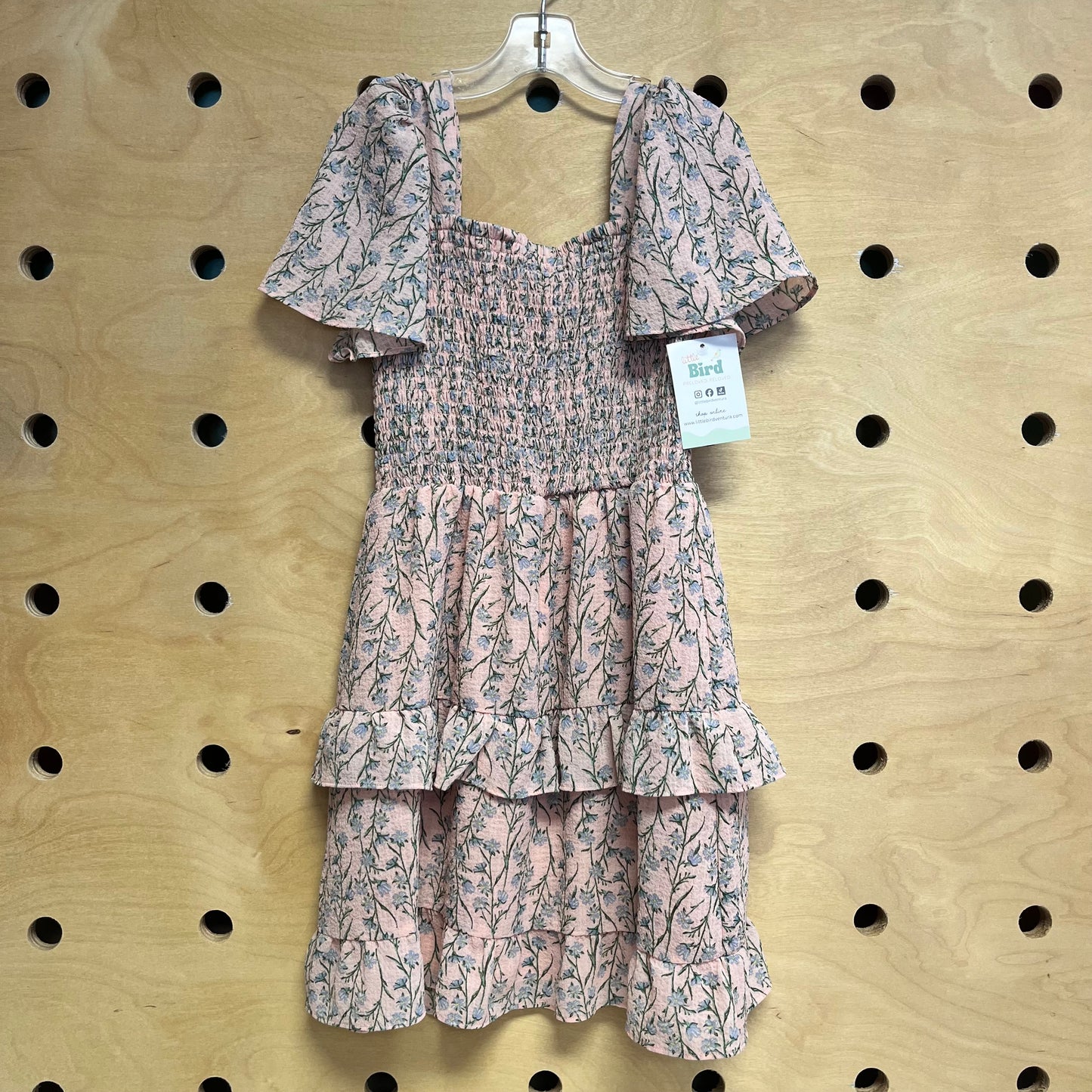 Pink/Green Floral Smock Dress
