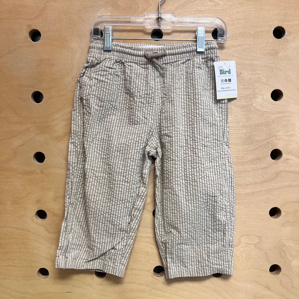 Brown/Cream Striped Seersucker Pants
