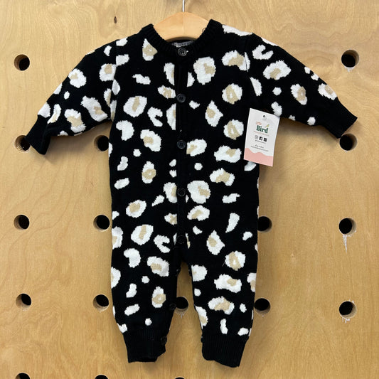 Black Cheetah Button Romper