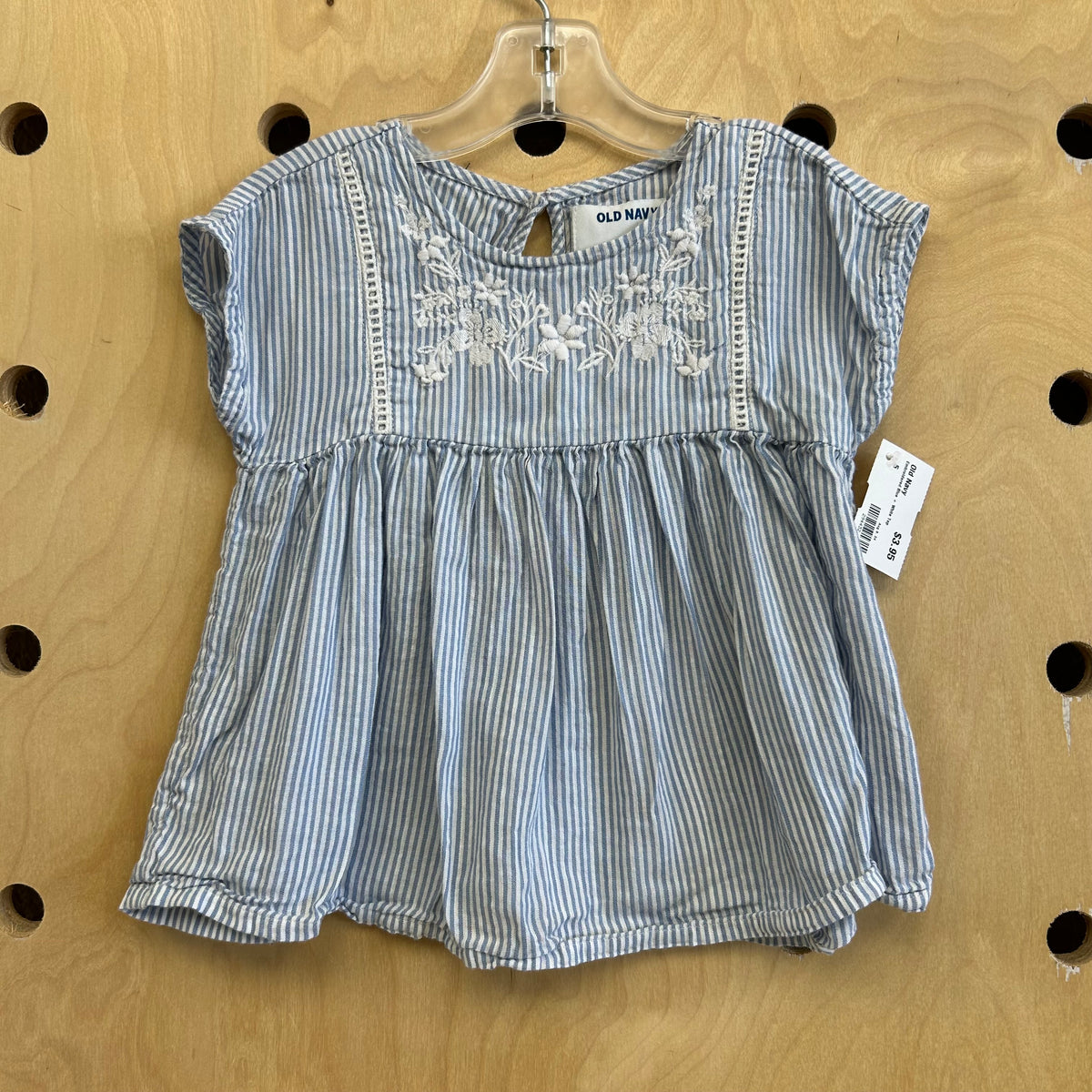 Embroidered Blue + White Top