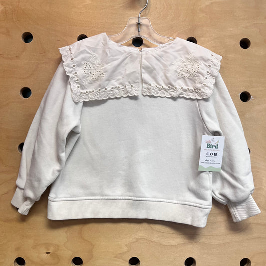 Cream Eyelet Collared Sweater