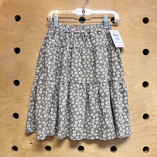 Grey Cotton Floral Skirt
