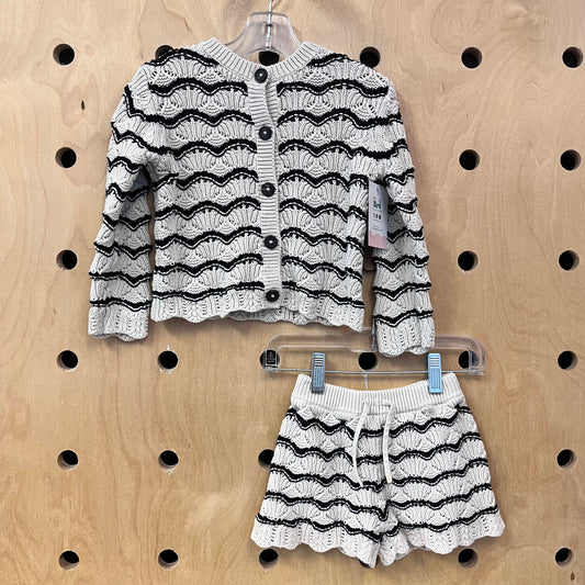 Cream & Black Knit Sweater & Shorts