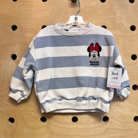 Blue Stripe Embroidered Minnie Pullover