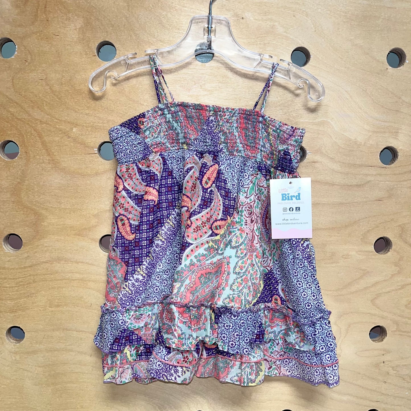 Purple/Pink Smocked Paisley Tank