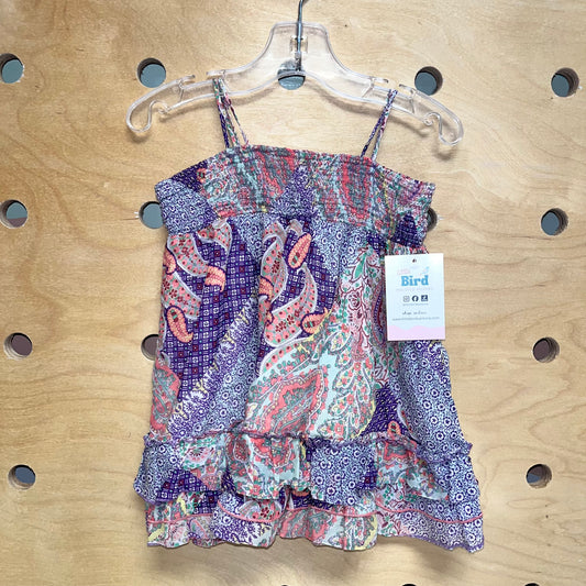 Purple/Pink Smocked Paisley Tank