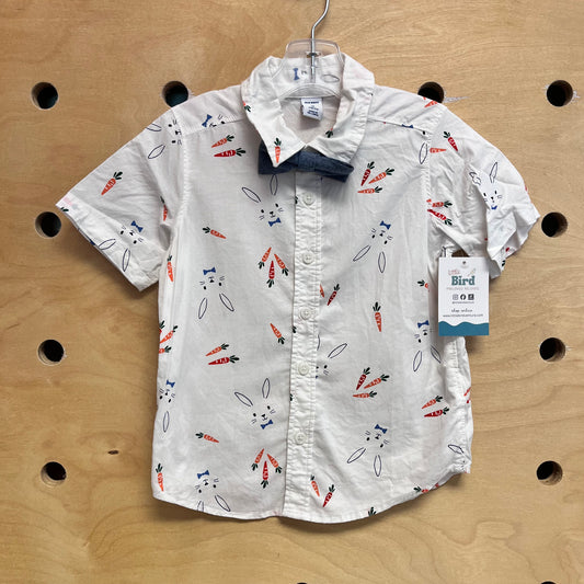 White Bunnies/Carrots Bowtie Button Up
