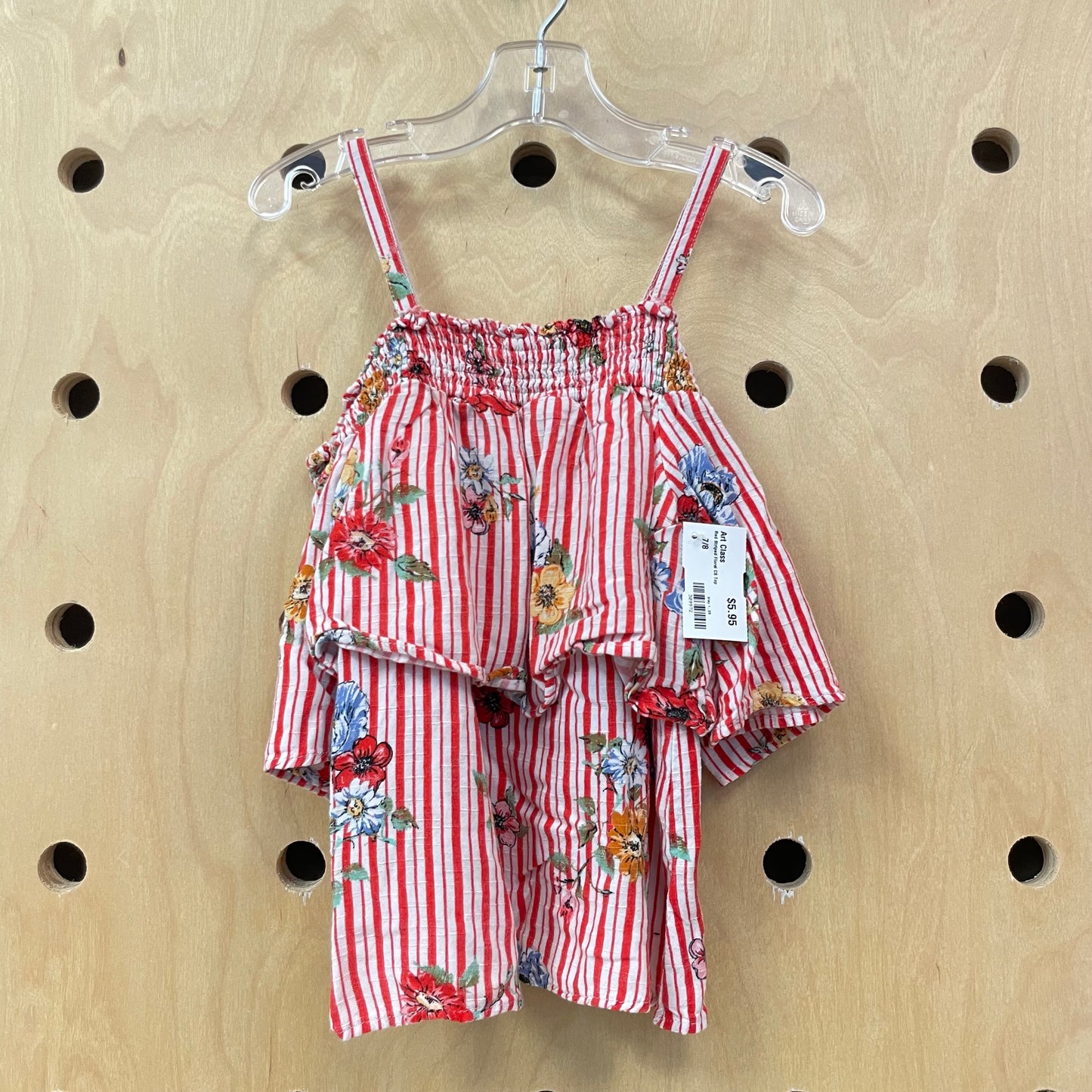 Red Striped Floral CS Top