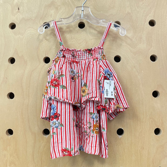 Red Striped Floral CS Top