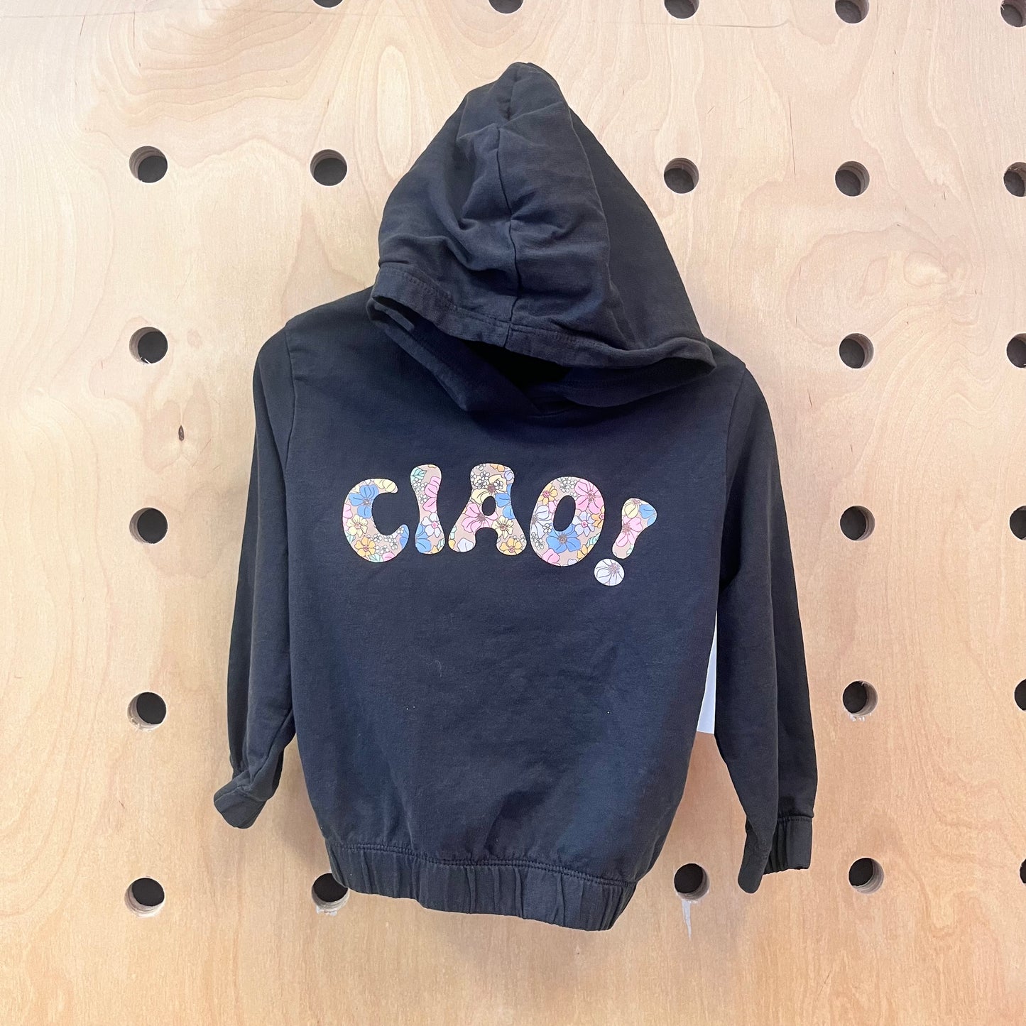 Black/Floral 'CIAO!' Hooded LS