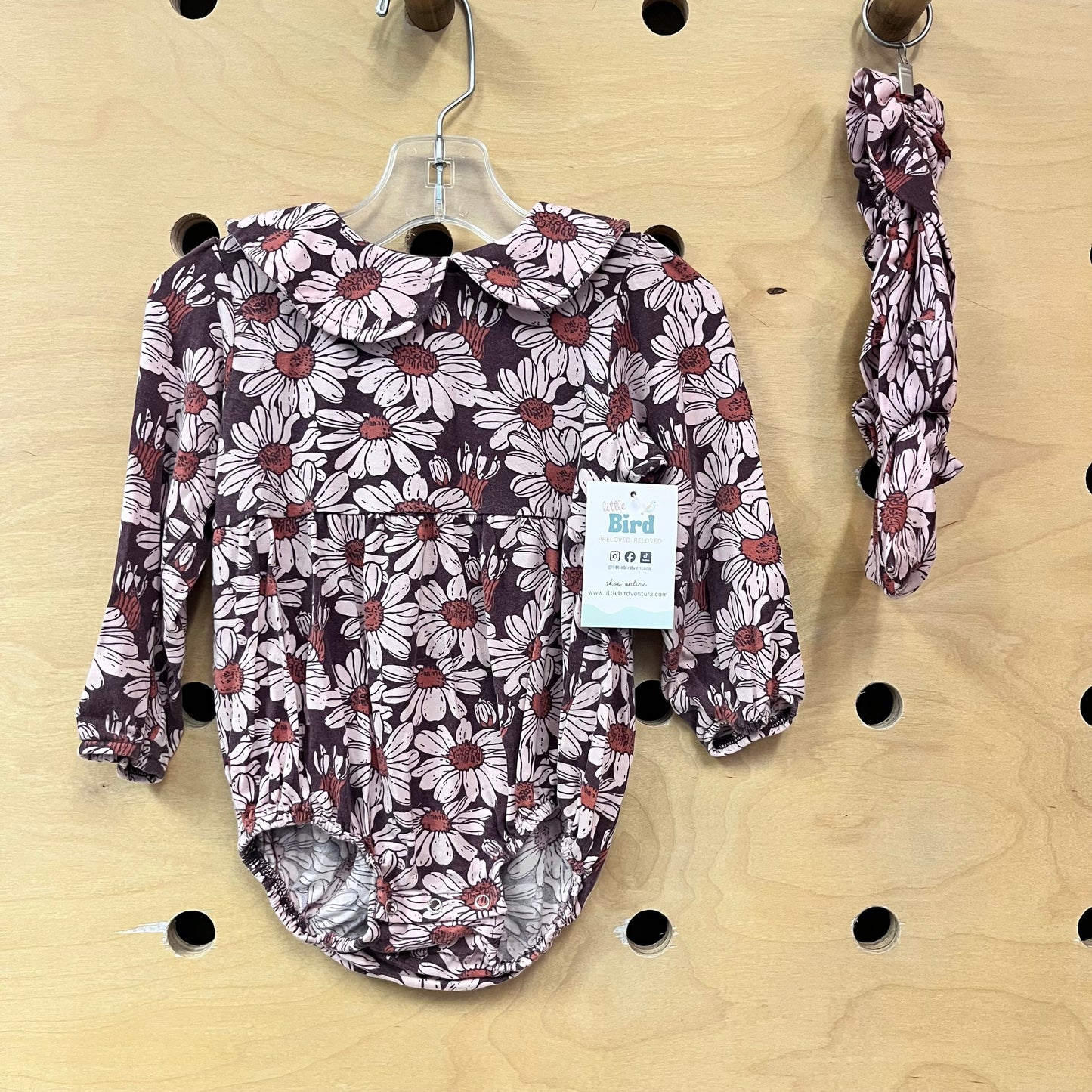 Purple Floral Modal Romper & Headband