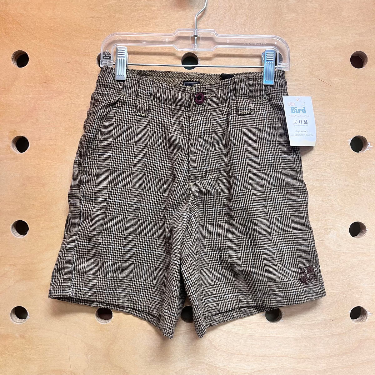 Brown/White Plaid Shorts
