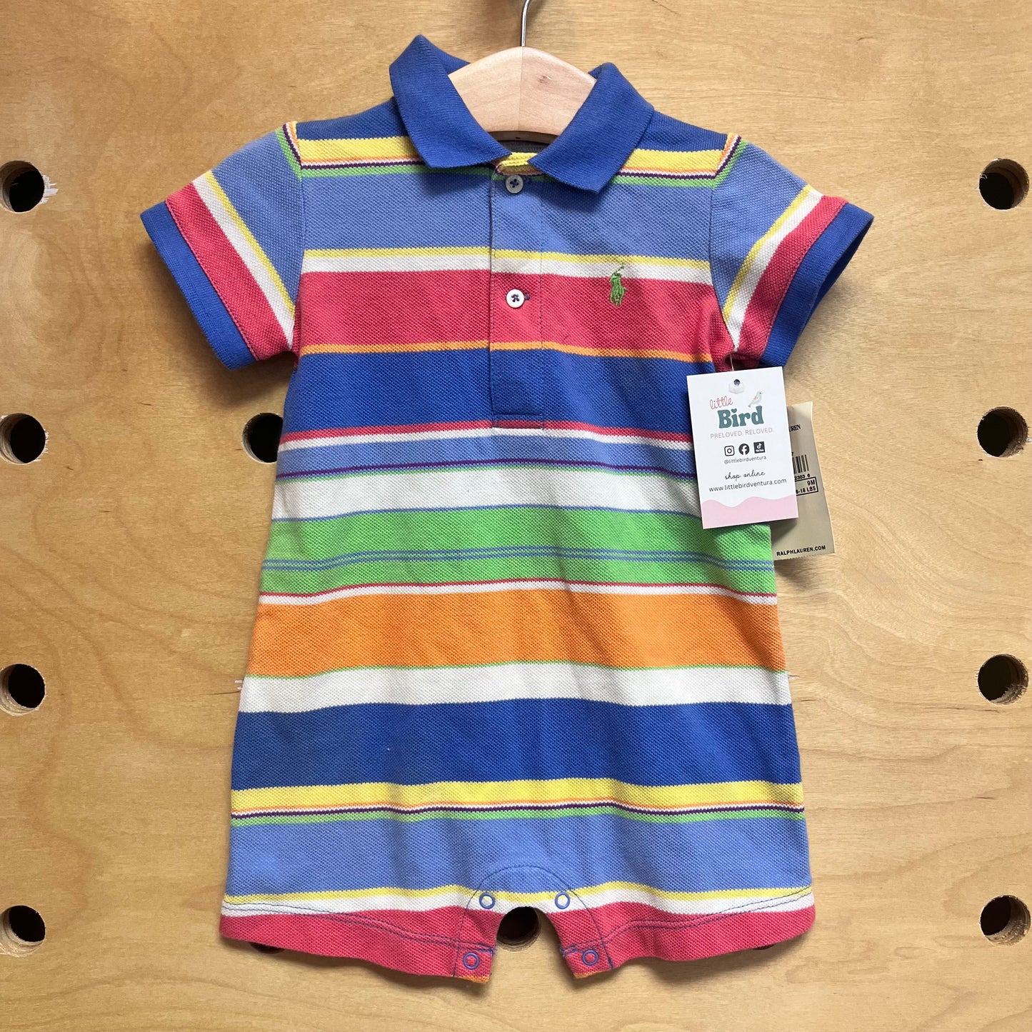 Colorful Stripe Embroider Logo Romper NEW