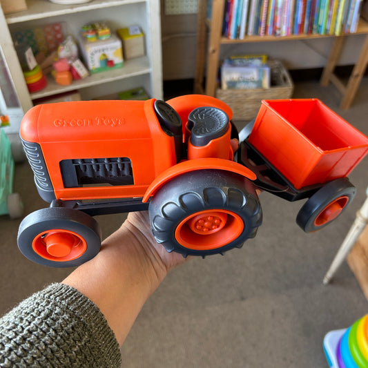 Orange Tractor and Trailer 2pc