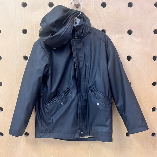 Black Sherpa Lined Rain Jacket