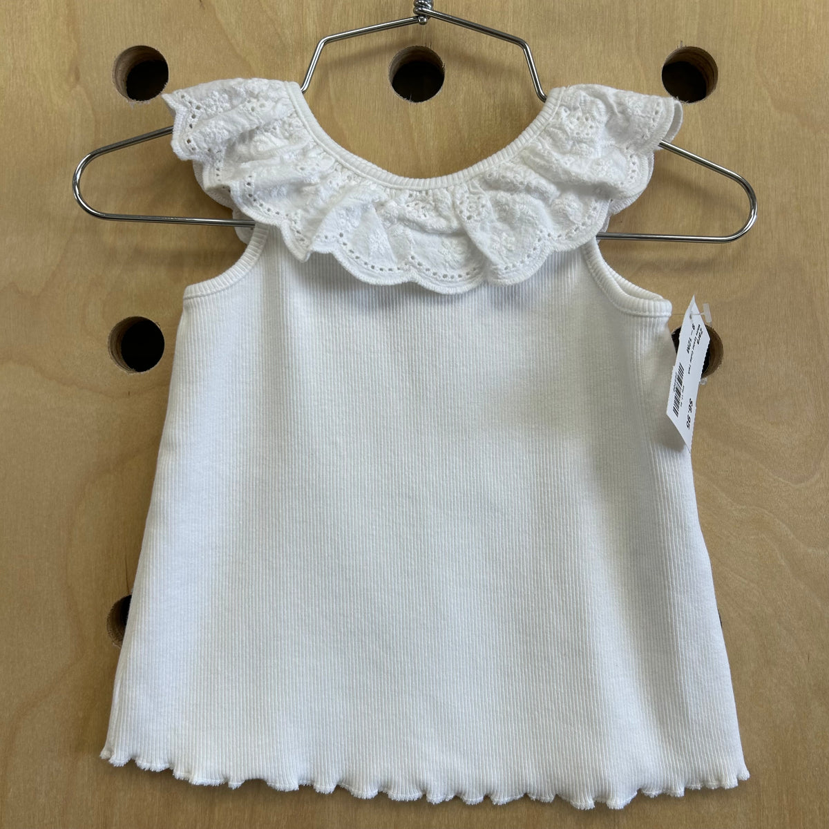 White Eyelet Collar Tank