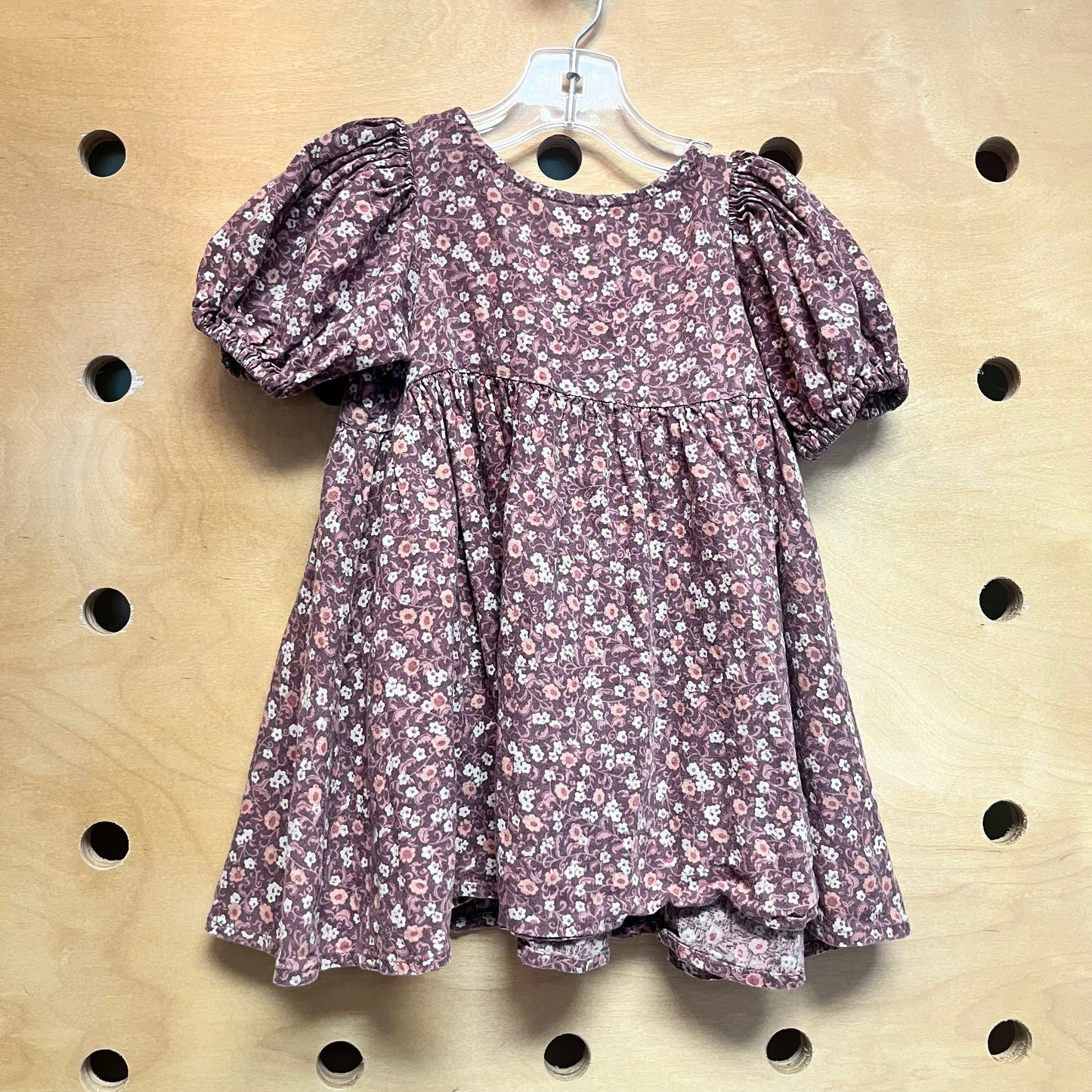Purple Floral Puff Sleeve Dress