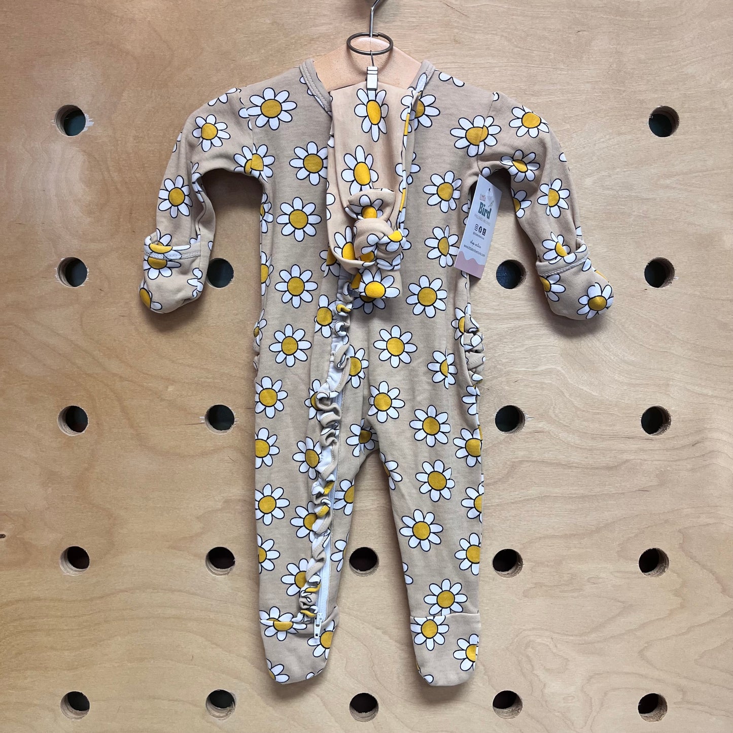 Organic Tan Floral Footies & Headband