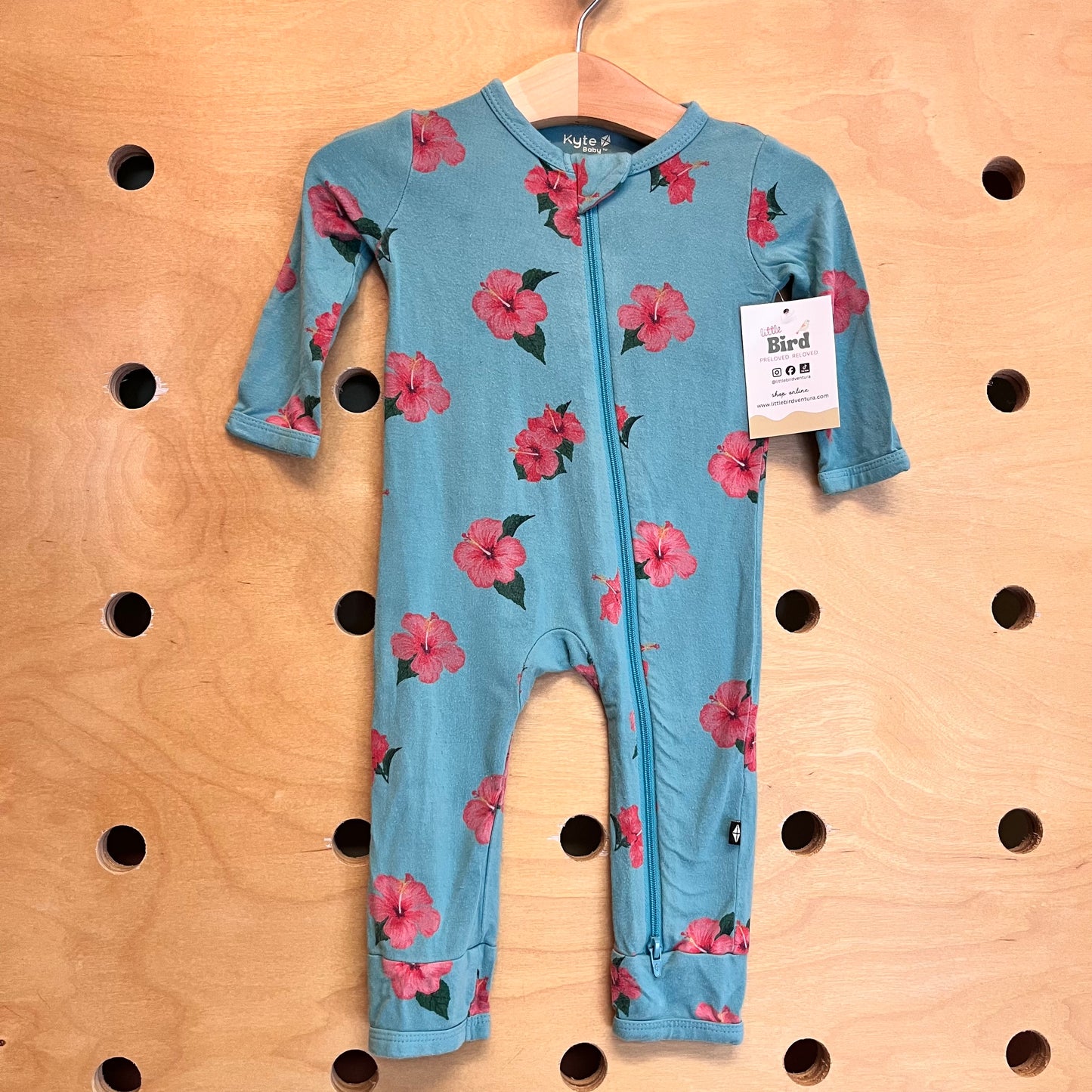 Blue/Pink Hibiscus Bamboo Zippy