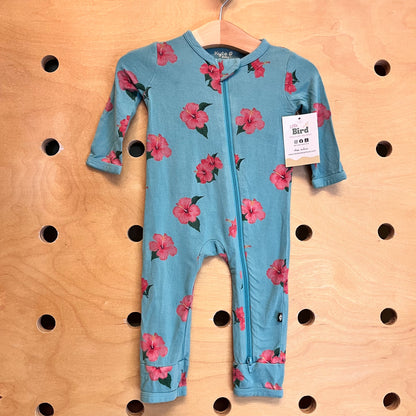 Blue/Pink Hibiscus Bamboo Zippy
