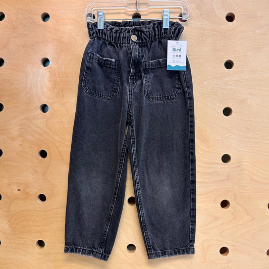 Black Paper Bag Waist Denim