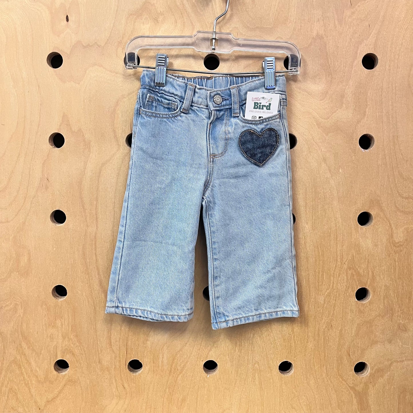 Heart Patch Pocket Wide Leg Denim