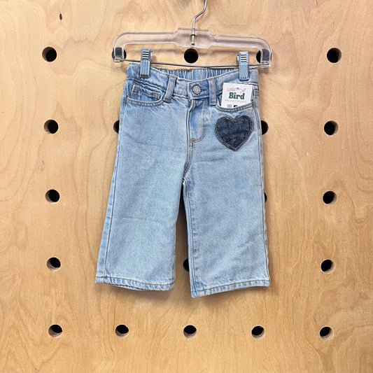 Heart Patch Pocket Wide Leg Denim