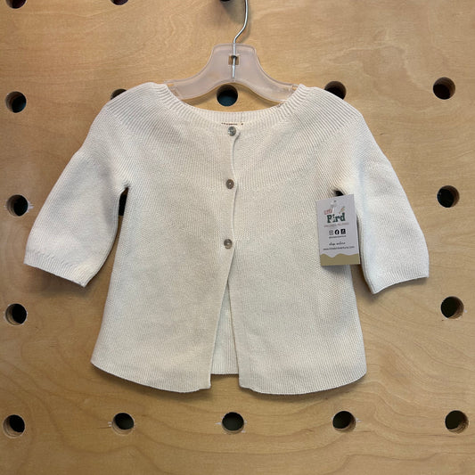 Organic Cream 1/2-Button Cardigan