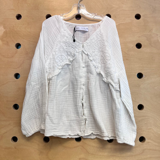 White Gauze & Lace Detail Top