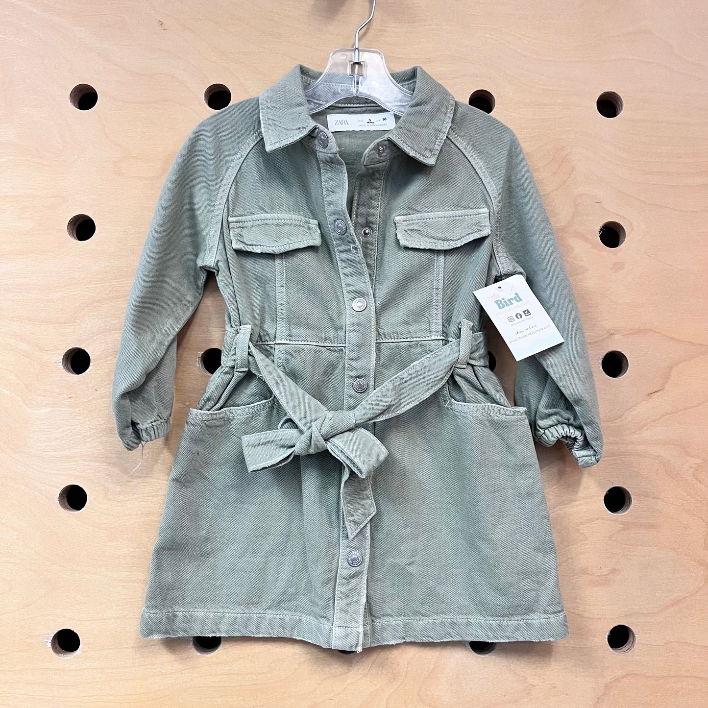 Green Denim Snap LS Dress NEW!