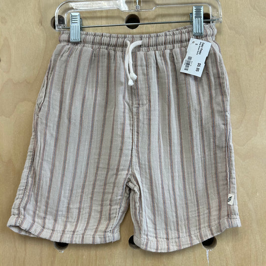Beige Striped Shorts