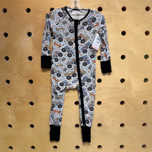 Blue/Black Monster Trucks Bamboo Zippy