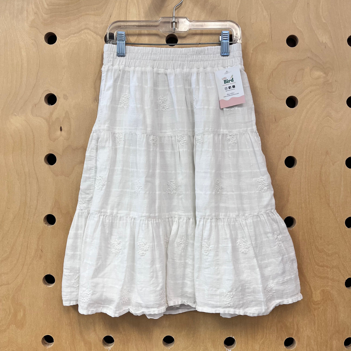 White Floral Lined Skirt